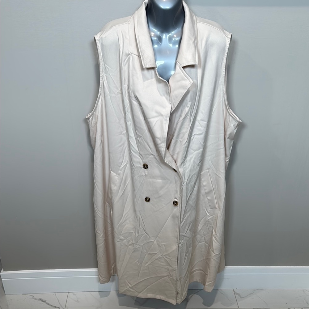 SHEIN Cream Longline Vest with Wide Lapels